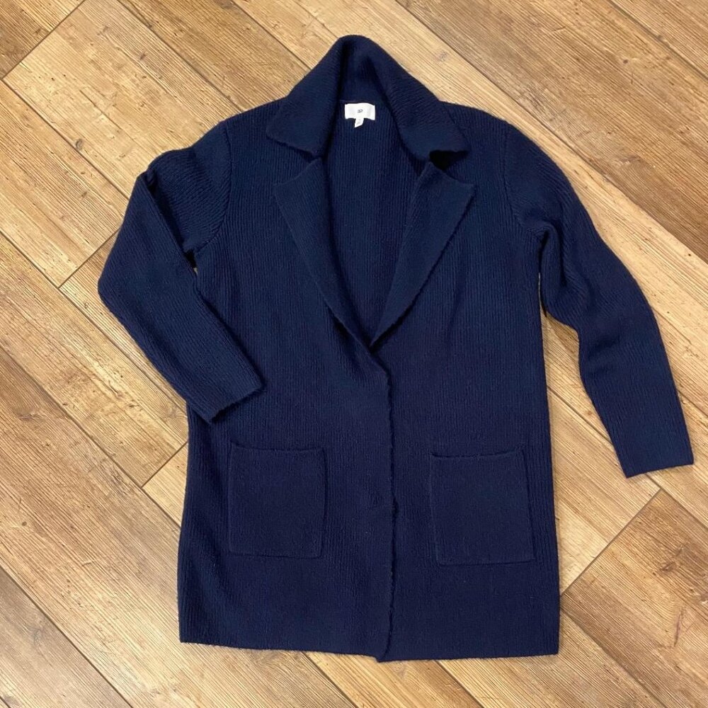 BP Cardigan Sweater Women's Blue Snap Front Knit Long Sleeve Size Medium